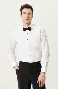 White Woven Tuxedo Shirt