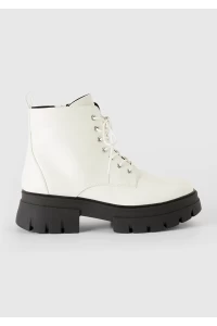United Colors of Benetton-Women's White Faux Leather Boots