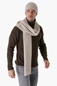 CHUBAMen's Hair Knitted Scarf Beret Set Beige